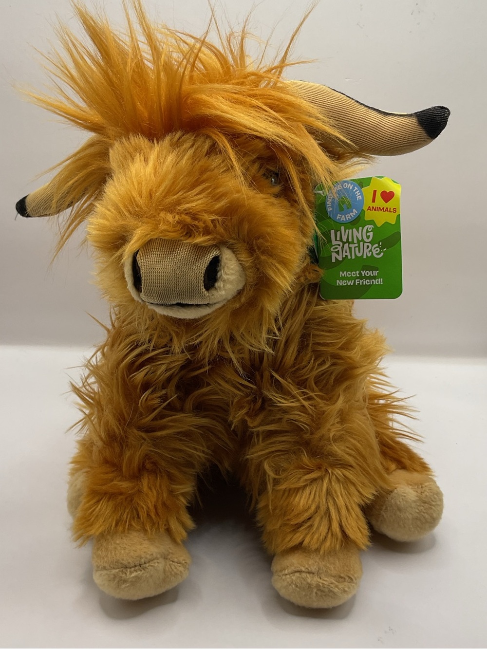 Living Nature NWT Highland Cow Stuffy Plush 8.5 in Tall x 8.5 in Long
